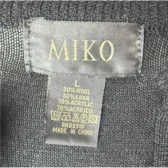 MIKO Mens Sweater Size Large 1/4 Zip Wool Blend Black White Gray Long Sleeves - Picture 5 of 5